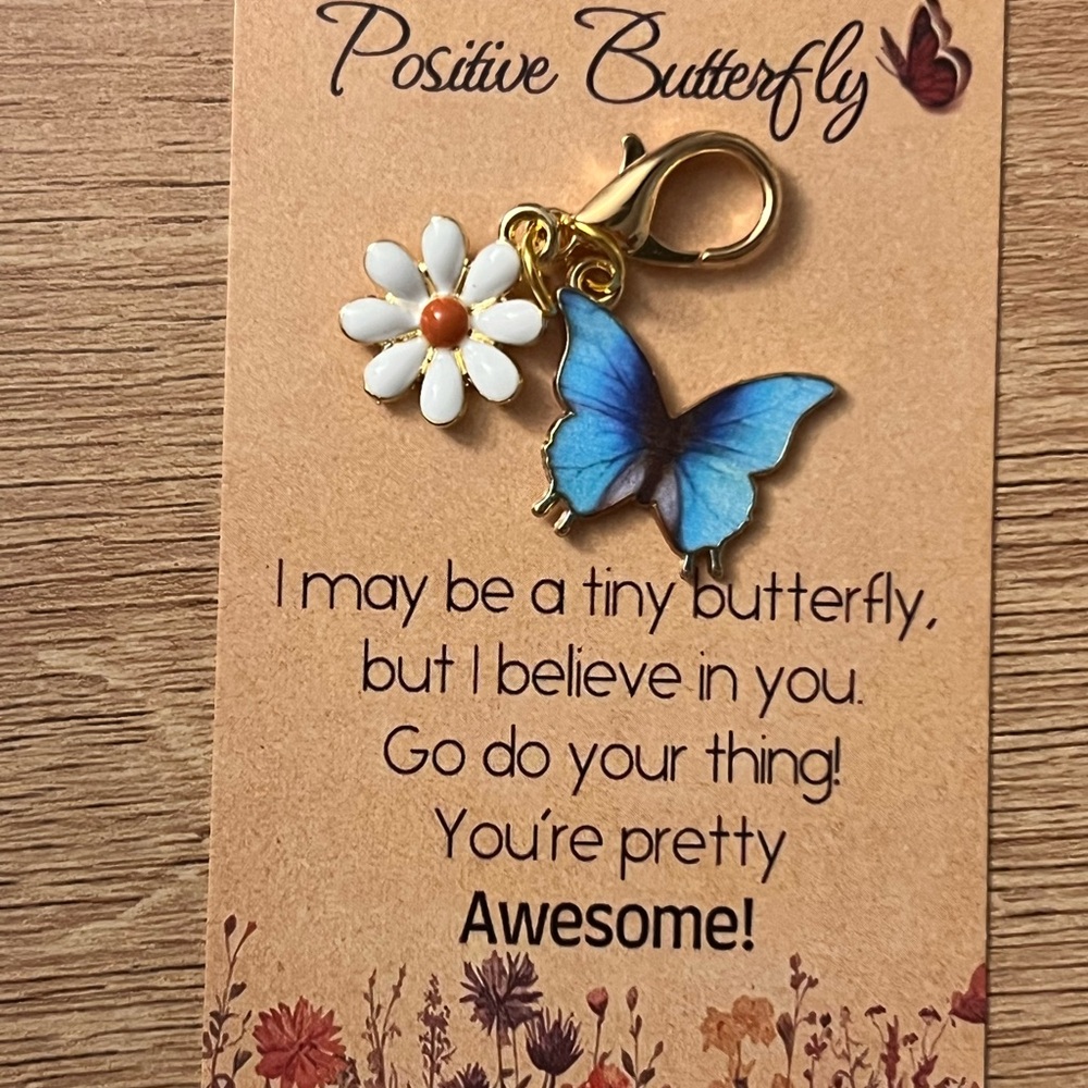 Blue Butterfly and Daisy Charm